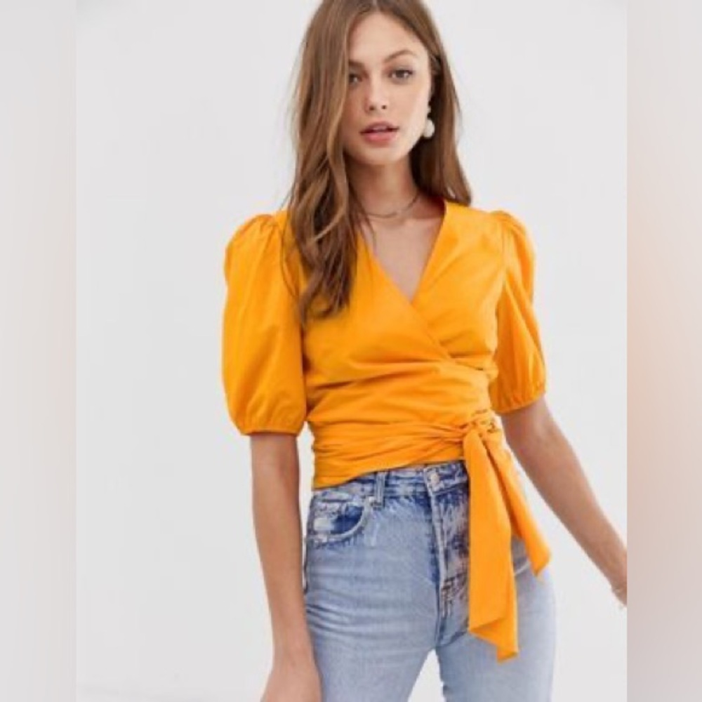 Mango Orange Wrap Top